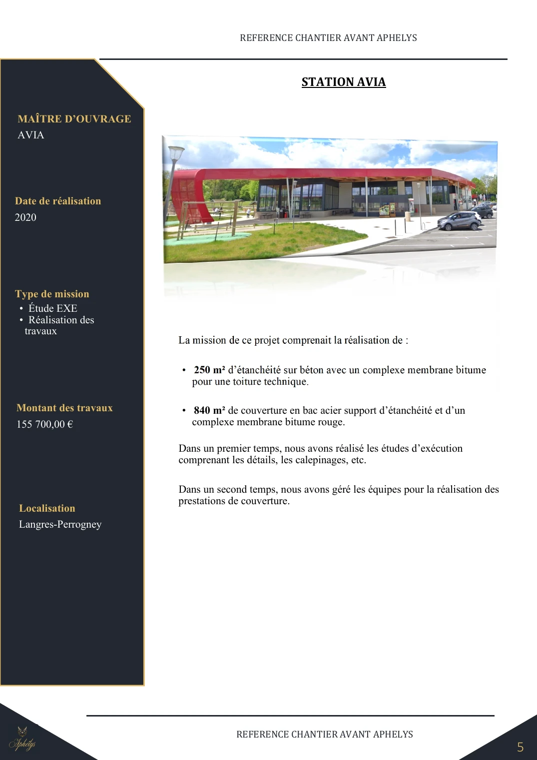 Fiche chantier — Station AVIA