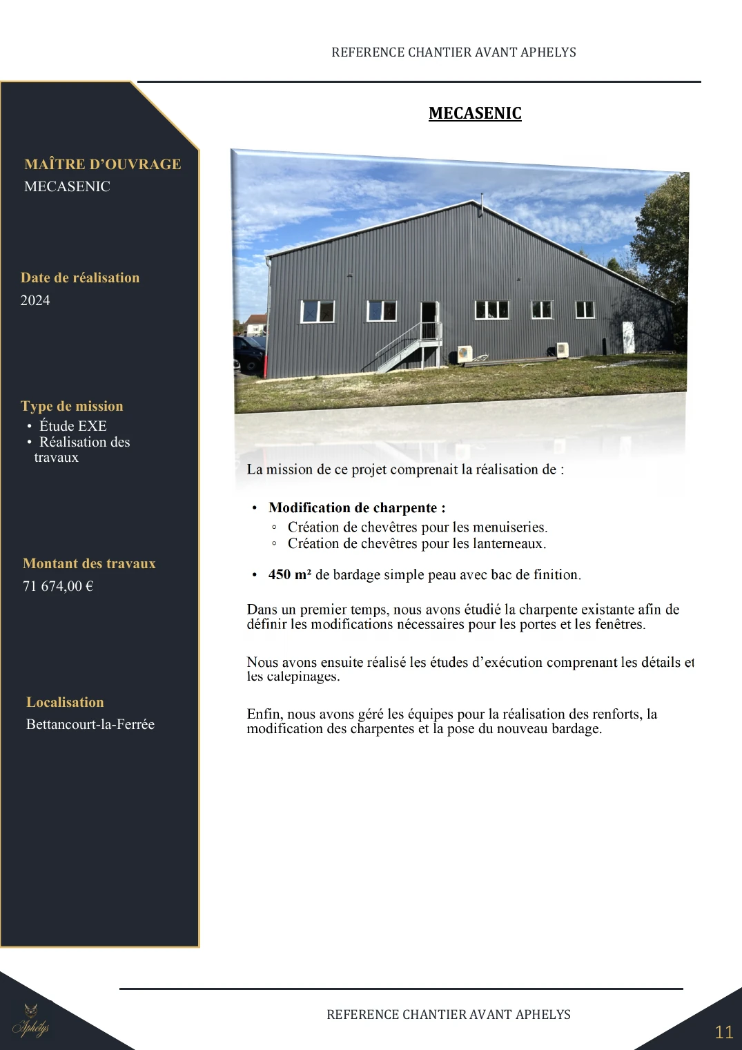 Fiche chantier — Mécasénic