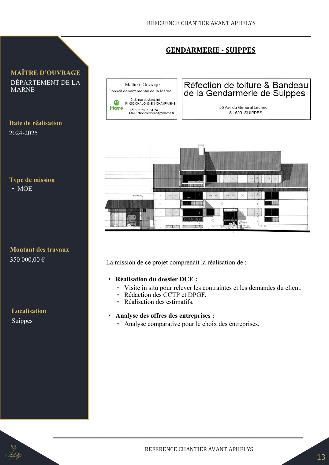 Fiche chantier — Gendarmerie — Suippes
